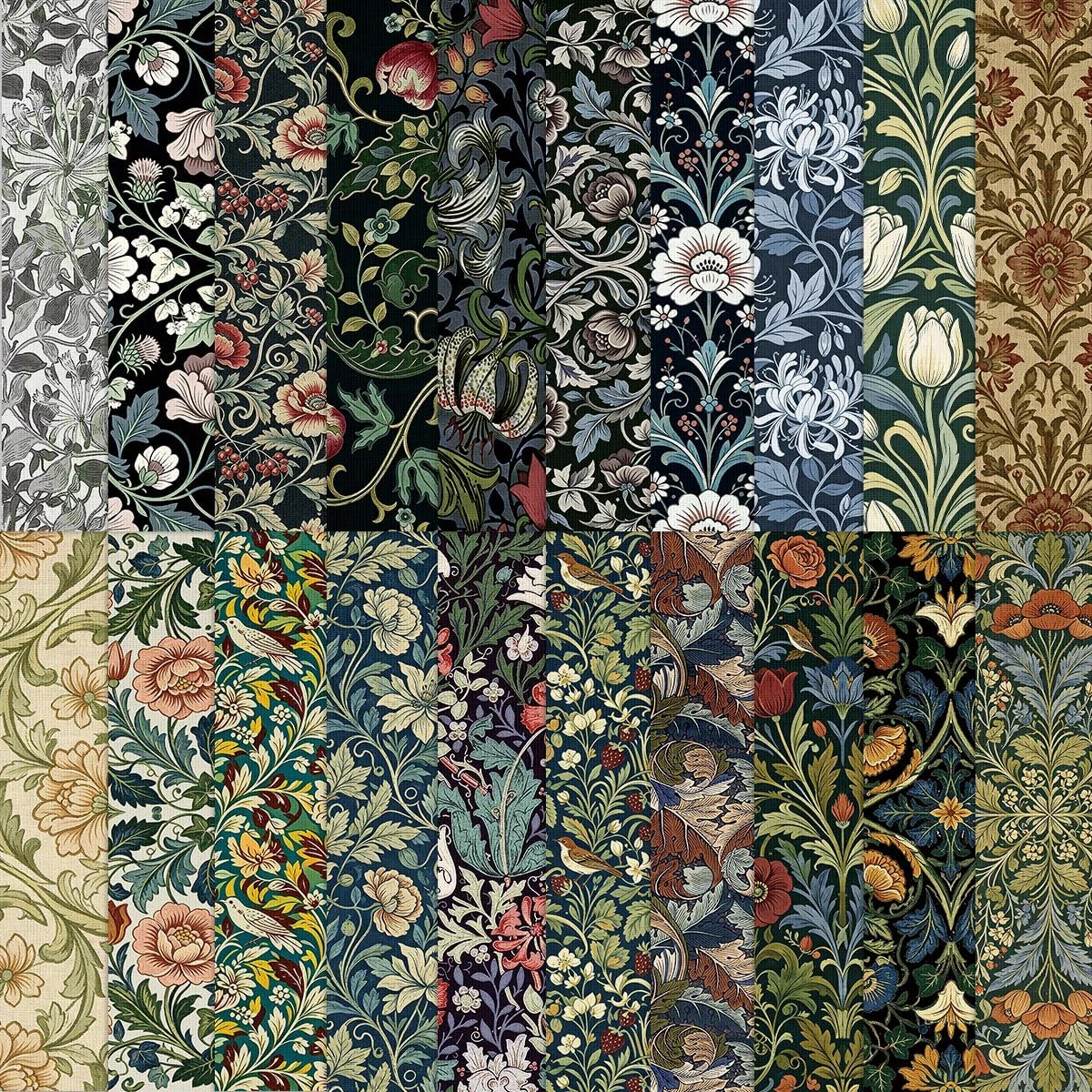 20 Pcs 10"X10" William Morris Flower Floral Cotton Quilting Fabric Squares image 2