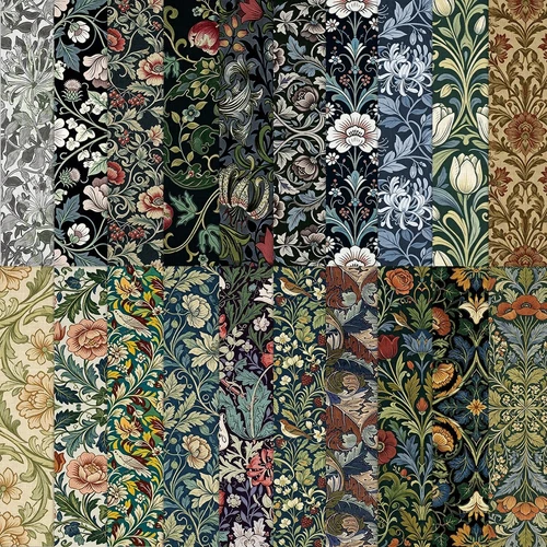 20 Pcs 10"X10" William Morris Flower Floral Cotton Quilting Fabric Squares image 2