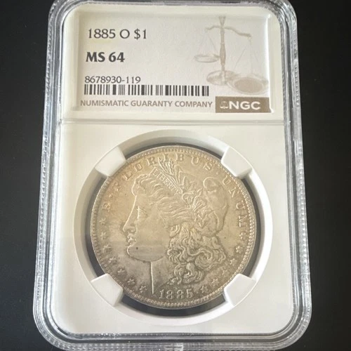 1885 Morgan Dollar New Orleans Silver $1 Coin 0.9 Fineness NGC MS64