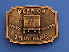 VINTAGE 1975 KENWORTH TRUCK BELT BUCKLE KEEP ON TRUCKING PETERBILT