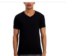 Alfani Men's Regular-Fit V-Neck Solid Undershirts Black SIze M 10184
