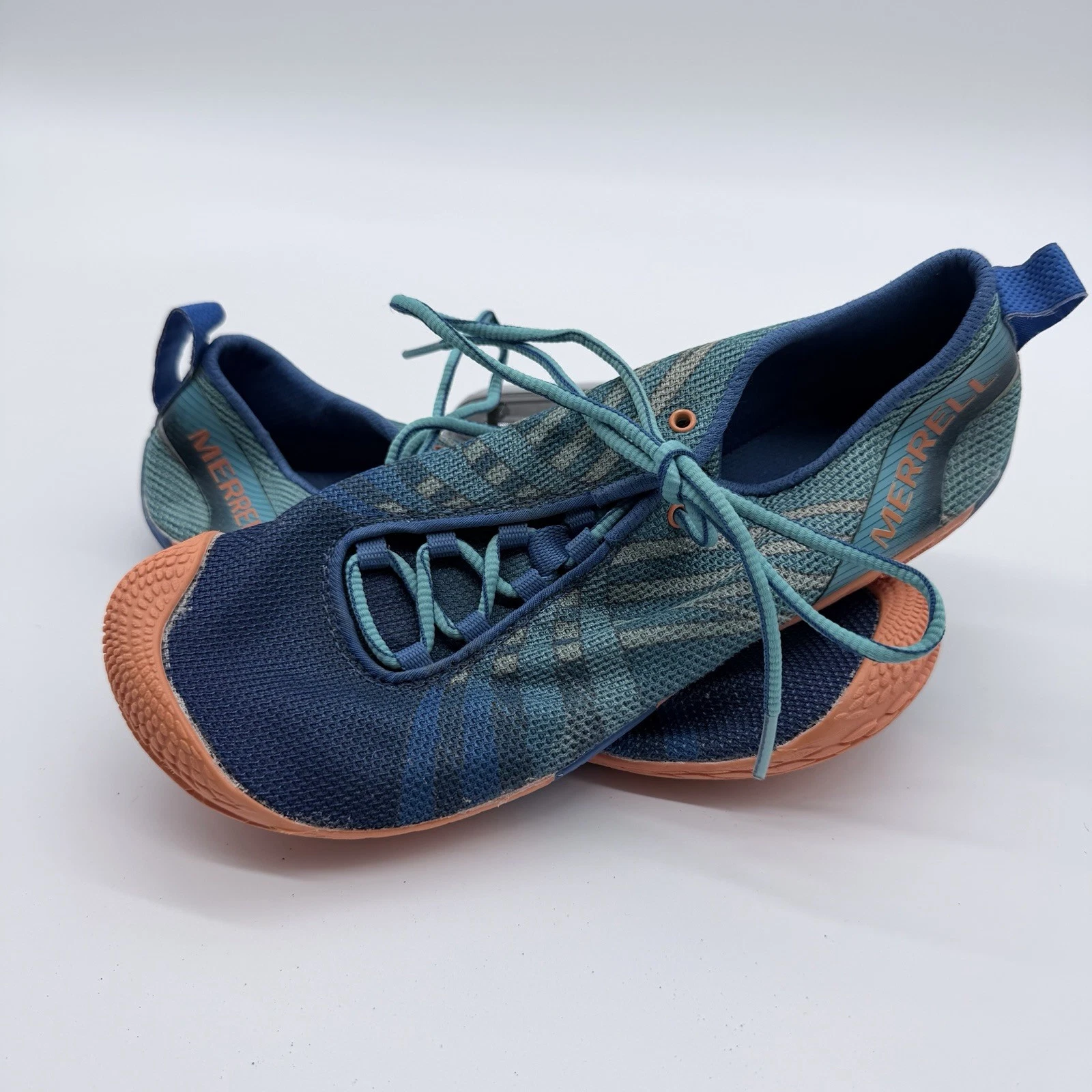 Merrell Barefoot Vapor Glove Comfort Walking Hiking Granola Shoes Us Size 8 Blue