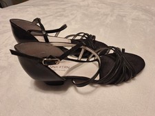Anna Kern Black Strappy Dance Heels Women  s Leather Shoes Designed in Italy
