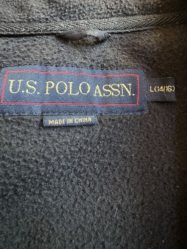 US Polo Assn Boys Black & Gray Fleece Jacket Size Large 14/16 - Picture 2 of 8