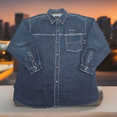 Sean John Denim Jean Jacket Mens 2XL Dark Wash 90s Hip-Hop Y2K Trucker Coat Snap