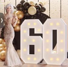 Marquee Numbers 4FT number 60 Light Up Sign Marquee, Large 60 Patty decorations