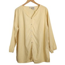 White Stag Plus Yellow Linen Rayon Long Sleeve Tunic Blouse 18W/20W