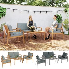 4 Pieces Garden Furniture Set with Loveseat, Armchairs and Table