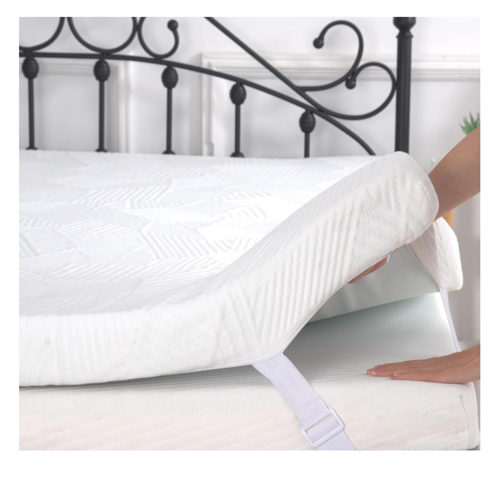 2 Inch Queen Memory Foam Mattress Topper, Cooling Gel Bed Topper with Removab...