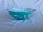 1958 Pyrex #444 Cinderella Bowl 4 Qt Turquoise Hot Air Balloons MCM USA