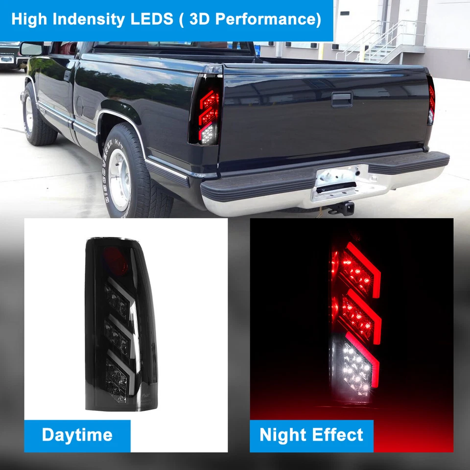 For 1988-1998 Chevy GMC C/K 1500 2500 3500 Smoke LED Tail Lights Rear Brake Lamp - Изображение 4 из 4