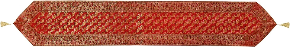 Indian Elephant Design Silk Table Decorative Runner Room Decor 80 x 14 Inch - Image 3 of 4