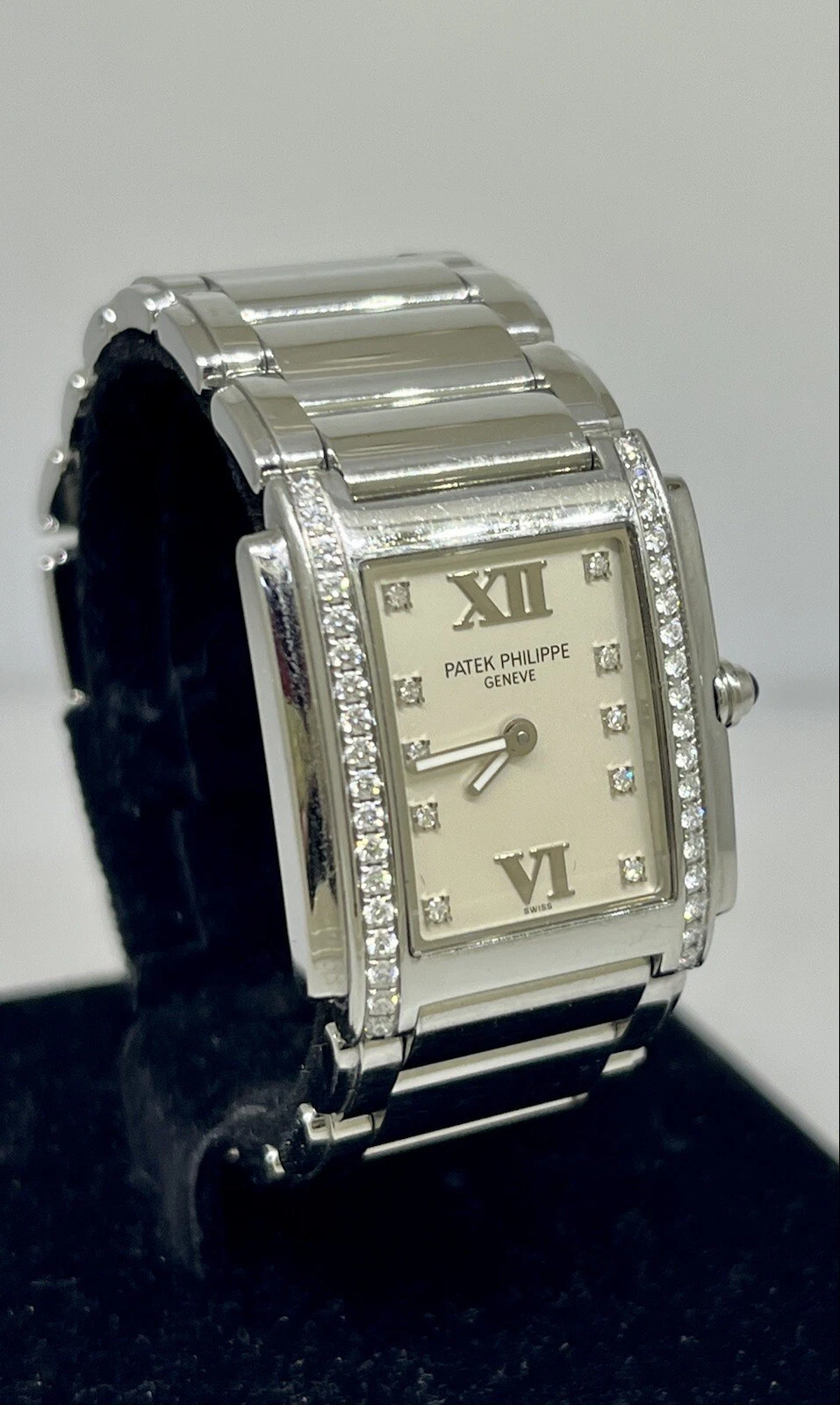Patek Philippe — Patek Phillipe Twenty 4 Stainless Steel White Dial Diamond Ladies original Paper