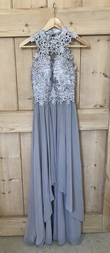 QUIZ Grey Waterfall Backless Evening Prom Dress - 第 1/12 張圖片