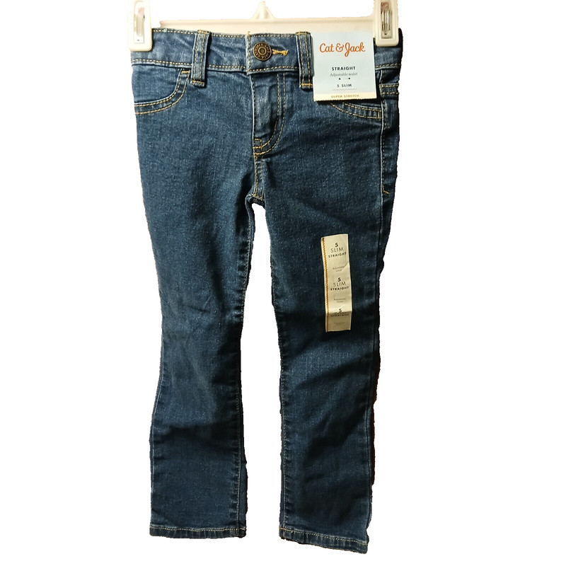 Cat & Jack Girl's Nice Straight Leg Slim Jeans, Size 5-New!