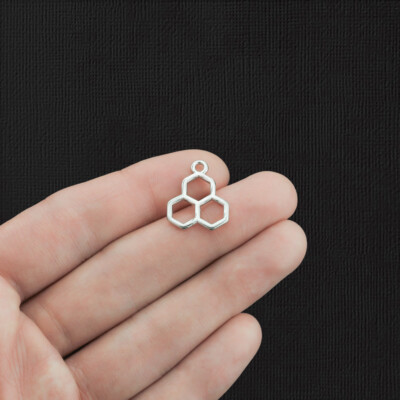 BULK 20 Honeycomb Silver Tone Charms - SC524