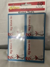 Dr. Seuss Cat in the Hat Self Adhesive Name Tags 40 Per Package NEW.