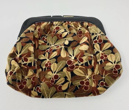 Vintage Ella Firenze Clutch Purse Tapestry Carpet Bag Kisslock Made In Italy - 第 5/18 張圖片