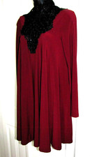 ASOS Tunic top/short-dress trapeze swing Long sleeve lace-bodice wine women's 4