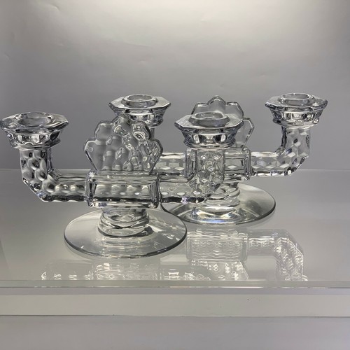 Eindrucksvolles Paar Fostoria American Elegant Doppel Kerzenständer mit Plattfuß - Bild 4 von 8