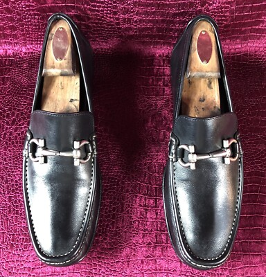 Salvatore Ferragamo black loafer leather sz 8.5 made in italy $925 Mens Black Salvatore Ferragamo Leather Bit Loafers Sz  main image 4