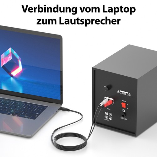 5m Cinch zu 3,5mm Klinke AUX Audio-Kabel | 2x Cinch RCA Stecker auf Klinke - Bild 3 von 7