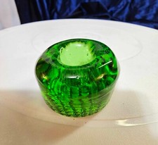 Green Glass Candle Holder Stick Small Mini - B4