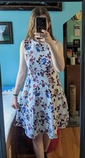 Floral Cotton Dress Knee Length Small Tied Sundress