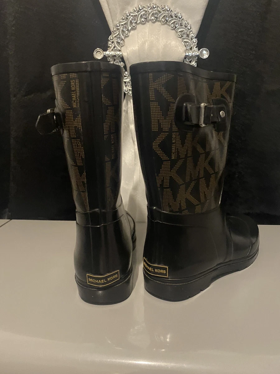 Michael kors rain sales boots black and brown