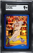 2014 Topps Baseball Opening Day Mike Trout #1 (Blue Foil Sliding) SGC Graded 9