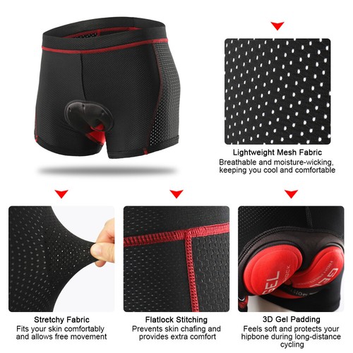 Arsuxeo Men Bike Shorts 3D Gel Padding Underwear MTB Bike Riding Shorts A5L7 - Picture 19 of 31