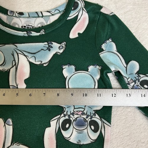 Disney Stitch Kids Girls Pajama Top Size 8 Green Long Sleeve Graphic Pullover - Picture 3 of 5