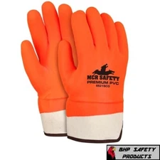 Hi-Vis Orange PVC Coated Insulated Work Gloves Double Dipped Sandy Finish