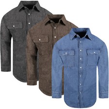 Denim Western Shirt Mens Heavyweight Workwear Snap Pockets BIG FITTING Cotton
