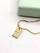 FISSEN Initial Letter K Dainty Gold Letter Necklace 14K Gold Plated Box Chain