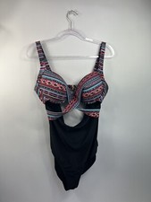 Swimsuits For All Cut Out One Piece W/ Underwire Women's Sz 16 Black  Multi