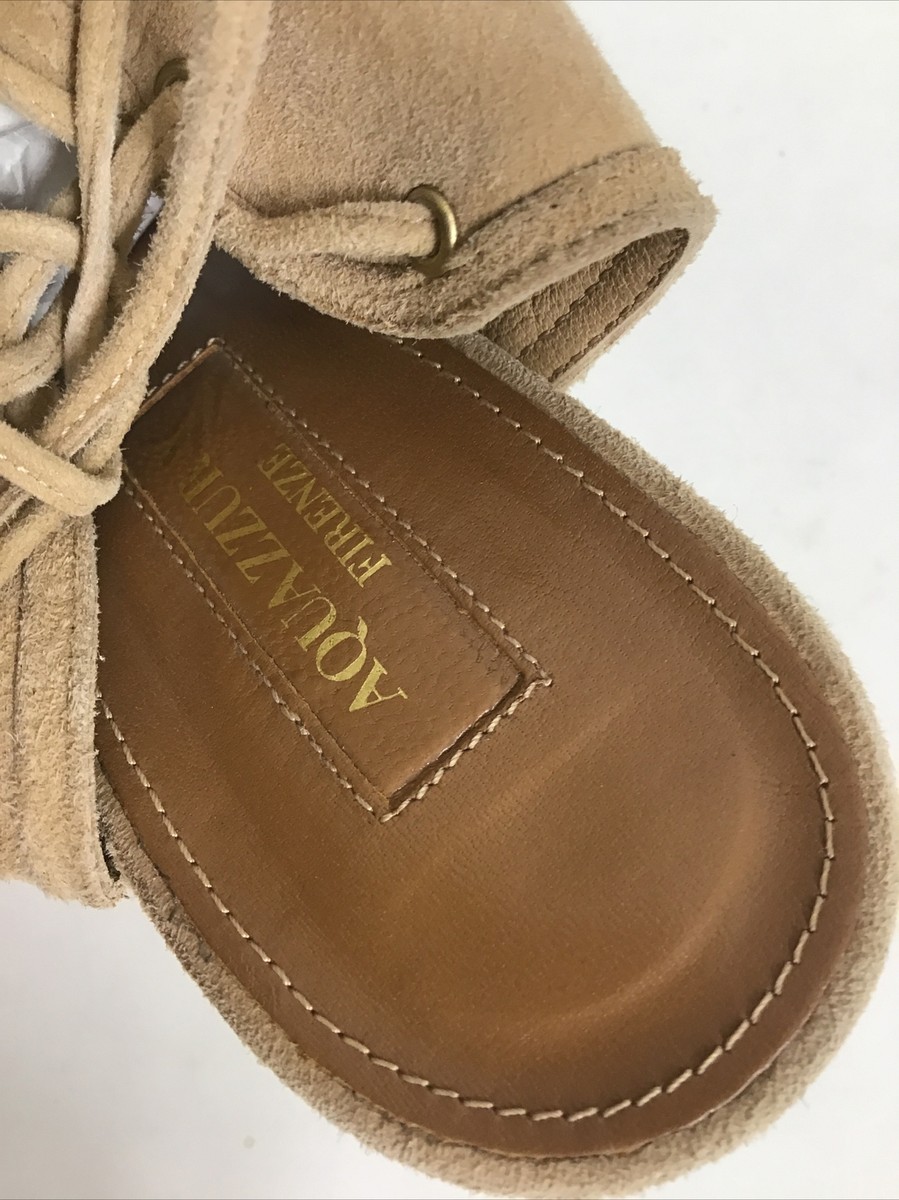 Aquazzura Shoe Beige Suede Tie Back Open Toe Slim Heel Size Aquazzura Shoe Beige Suede Tie Back Open Toe Slim Heel Size