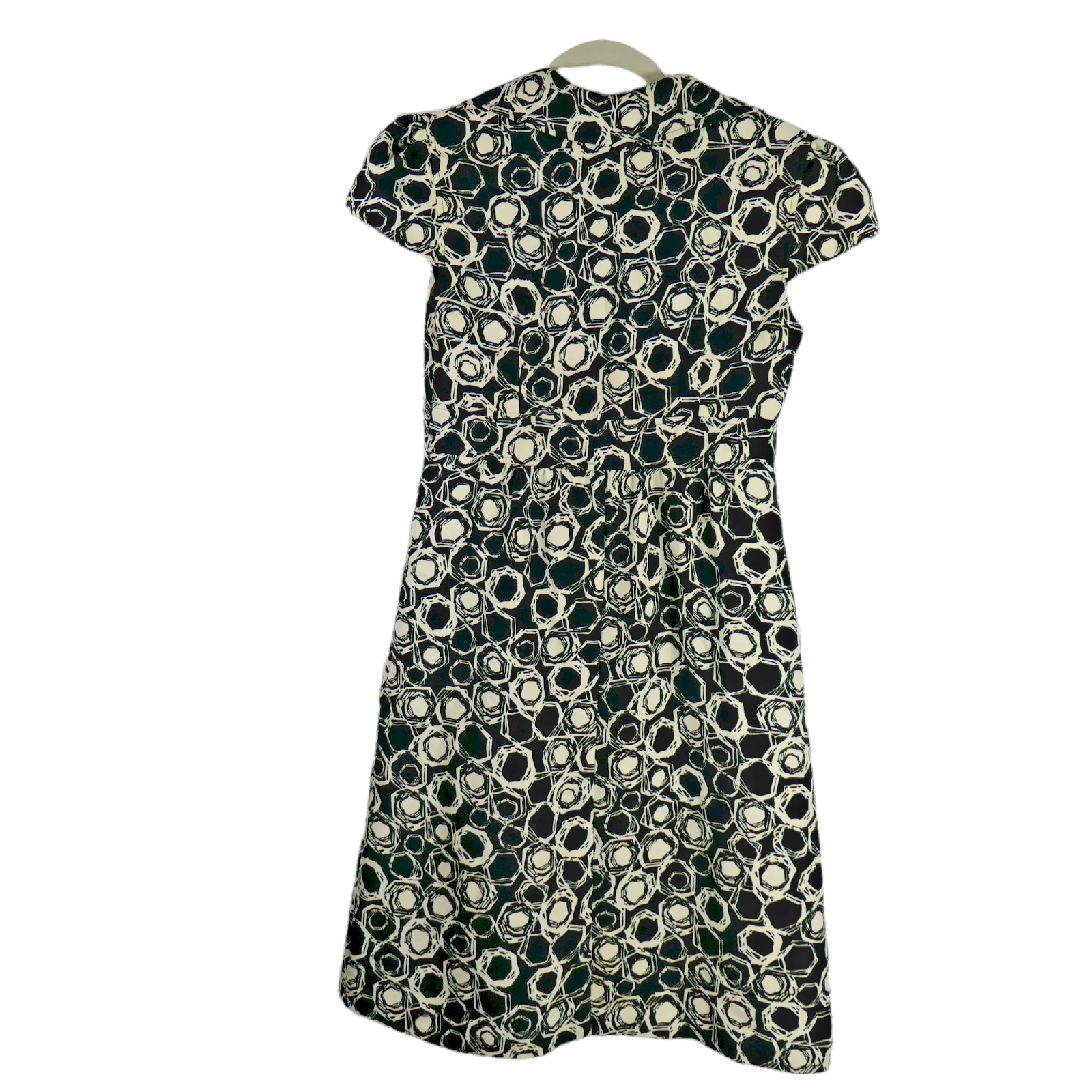 OFF WHITE Abito Suzi Chin per Maggy Boutique manica a sbuffo nero e bianco sporco taglia 8 foderato