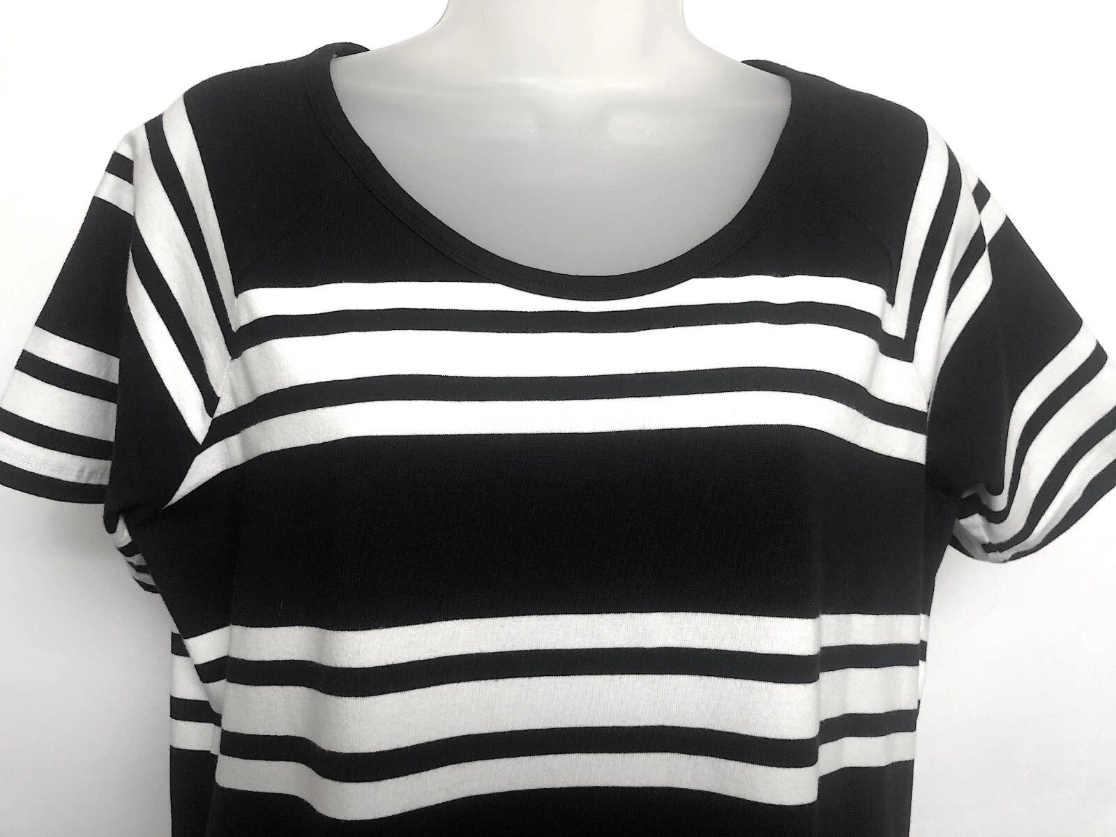 Abito T Shirt Michael Kors Taglia M Nero Bianco Righe Perline MK Logo Coastal