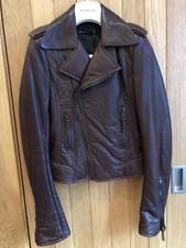 Balenciaga 2009 Mogano Brown Leather Moto Biker Jacket - Size 34, Bnwt & Receipt