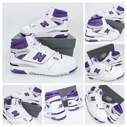 New Balance US 14 Men's White/Purple/Grey -Vintage Retro -650R Hi - BB650RCF New