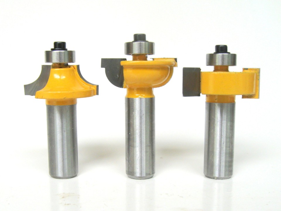 Wine Glass Router Bit 3pc 1/2 Shank Grill Glass Door Round Over & Bead Router Bit Set sct-888 ...