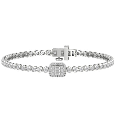Sterling Silber Diamant Armreif Armband für Frauen 2 1/2 cttw, 7'', 7,43 g