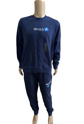 Nike Dark Blue Tracksuit 2 Piece Sweatshirt Sweatpants Jogger Men Just Do It XL