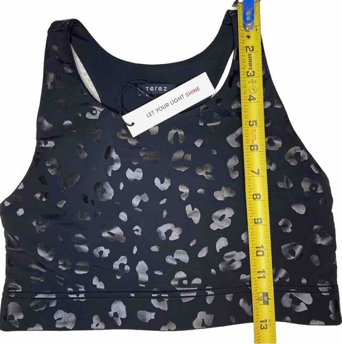 Terez Black Sports Bra Cheetah Foil Racerback Size Medium #2588 NWOT - Picture 6 of 6