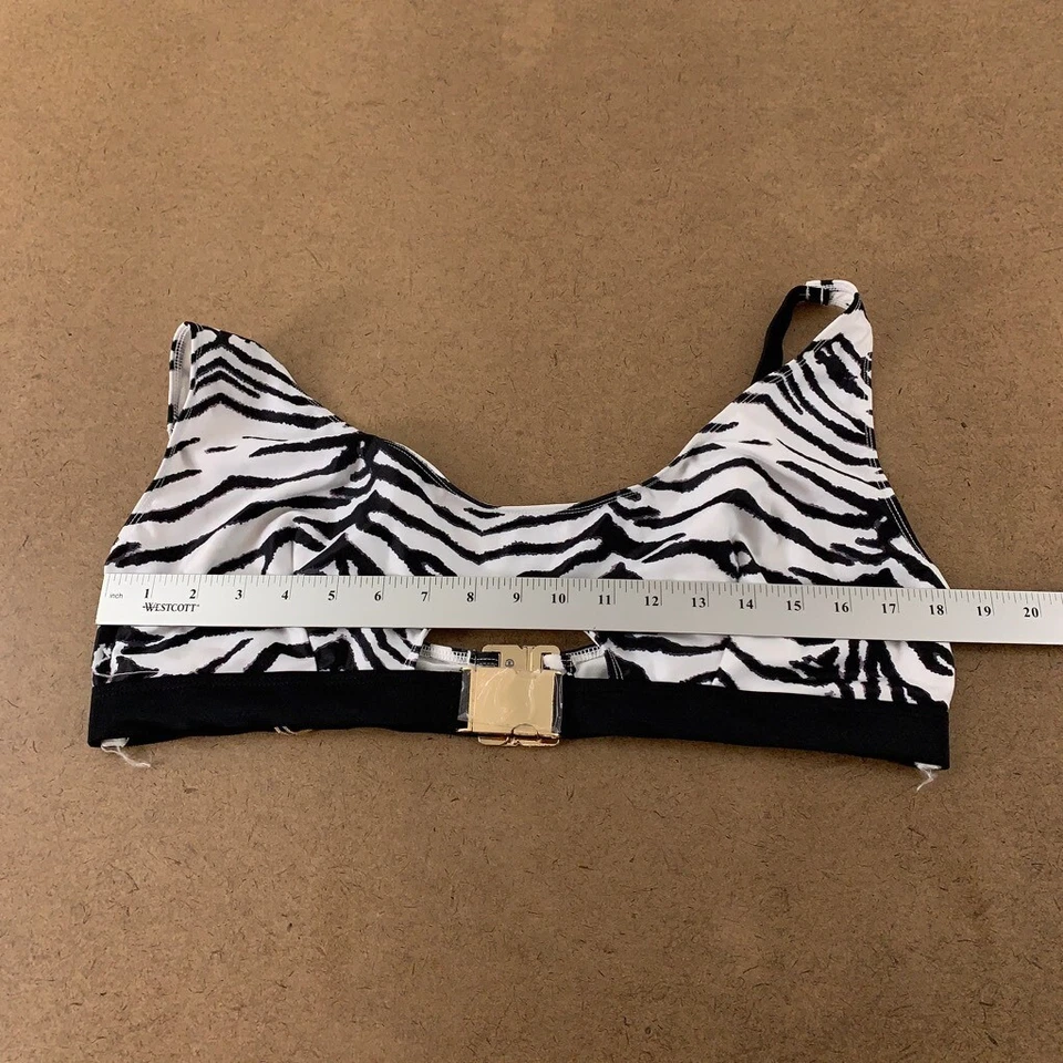 Nuevo top de natación de bikini Wolf & Whistle para mujer negro cebra elástico cuello redondo 16 Foto 4 de 4