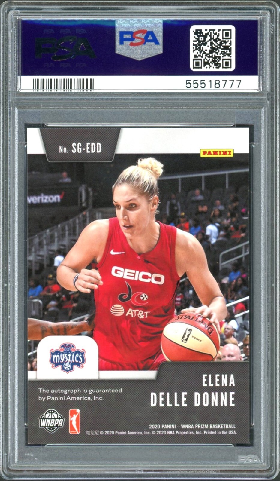 PSA 10 2020 Panini Prizm WNBA SG-EDD Elena Delle Donne Signatures Auto view 3