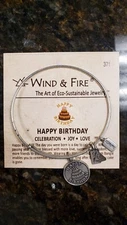 Wind and Fire HAPPY BIRTHDAY Expandable, Stackable Bangle Bracelet WITH CHARM