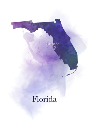 Florida Karte KUNSTDRUCK Reise, Florida Geschenk, Wohnkultur, Wandkunst
