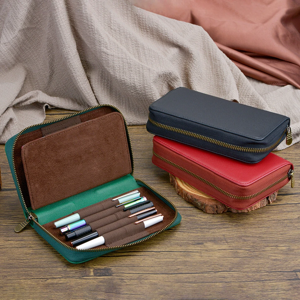 Estuche para bolígrafos de cuero con 10 ranuras, estuche para plumas estilográficas hecho a mano bolsa de exhibición Foto 4 de 4